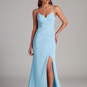Azazie Light Blue Maxi Dress